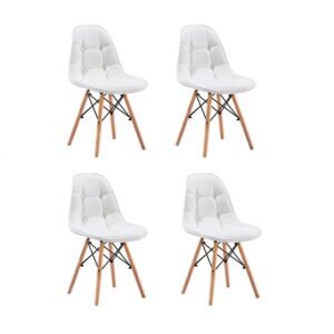 Conjunto com 4 Cadeiras Eames Eiffel Botonê Branco