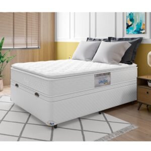 Cama Box Casal com Molas ensacadas Umaflex Itália + Box Baú Itaflex 67x138x188cm