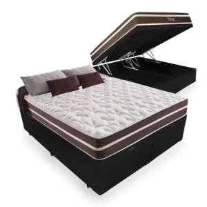 Cama Box Com Baú Queen + Colchão De Molas - Anjos - Classic Superlastic 158x198x64cm